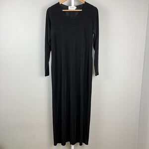 AHNI Handmade‎ Maxi Dress Womens Size 2 14/16 Black Slinky Long Sleeve